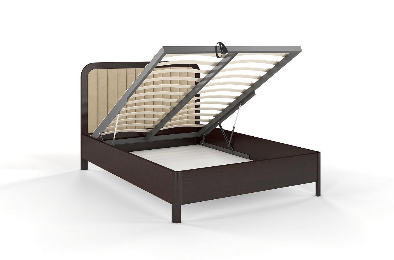 Tapicerowane łóżko drewniane sosnowe Visby MODENA BC z wysokim zagłówkiem