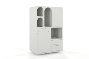 Drewniana komoda z łukami Visby OLIMPIA HIGH / kolor szary mleczny / szer. 80 cm