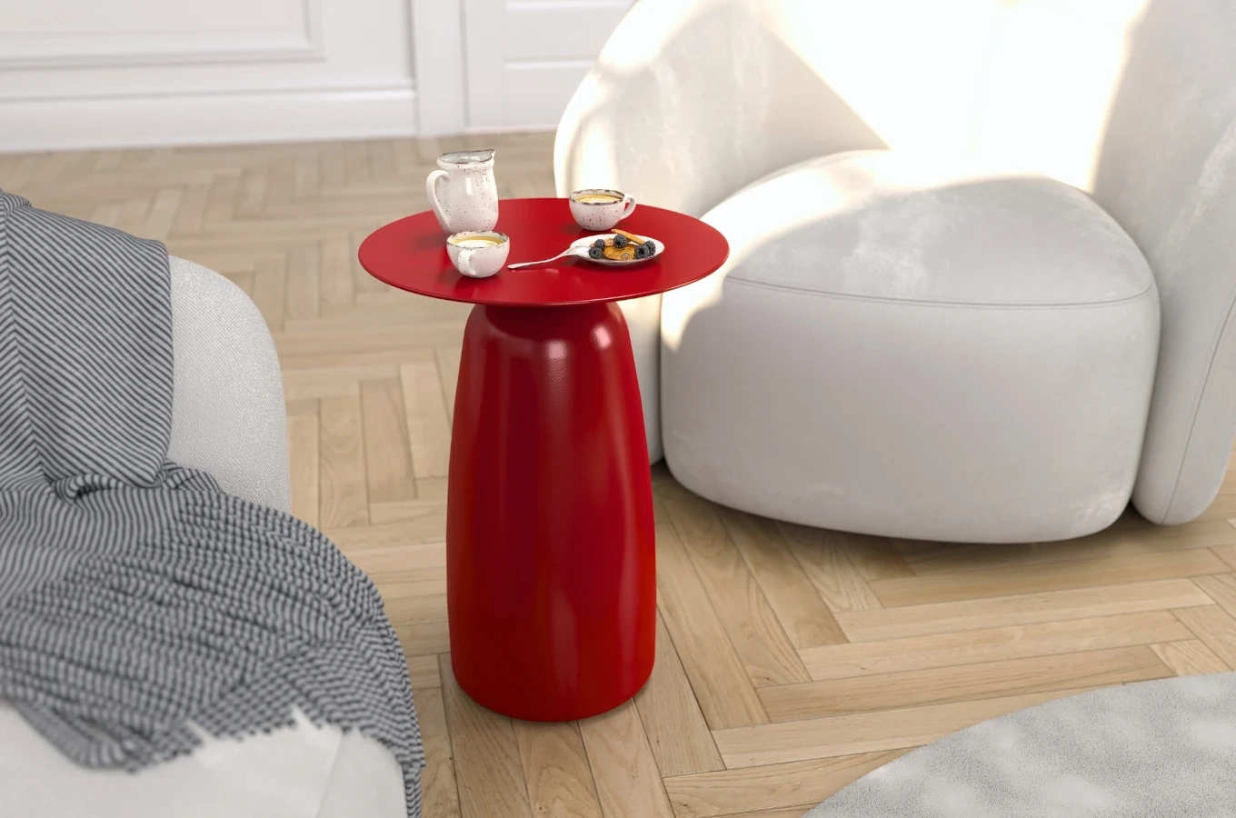 Stolik drewniany Kayani BAOBAB 44 różne kolory, wys. 44 cm / kolor bordowy