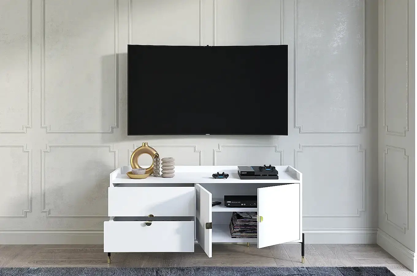 Biała komoda do salonu Dancan IGA / szer. 142 cm