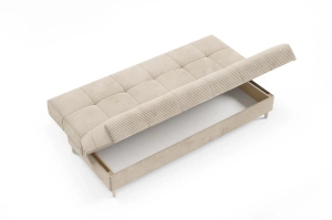Nowoczesna sofa ABBY w skandynawskim stylu z funkcją spania i pojemnikiem na pościel