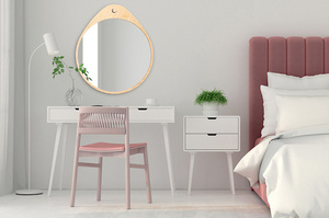 Okrągłe lustro OSLO Natural / rama w kolorze naturalnym