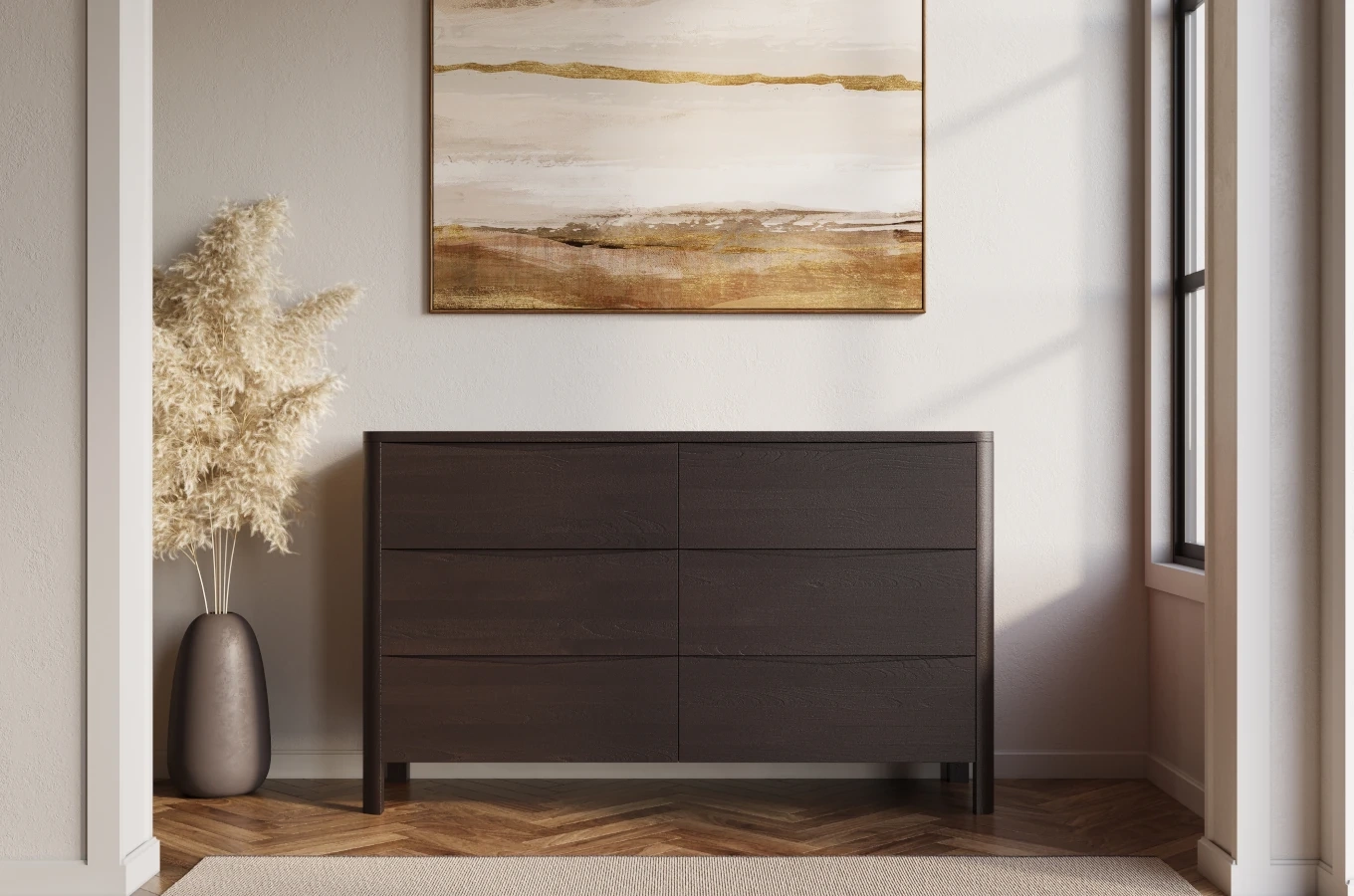 Drewniana komoda bukowa Visby MODENA LOW 150 / kolor palisander