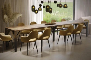 Nowoczesny rozkładany stół DUNAJ na metalowych nogach 130-350 x 90 cm (dąb monastery)