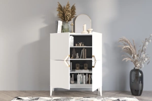 Drewniana komoda Visby DEMI HIGH / kolor biały + białe nogi / szer. 100 cm