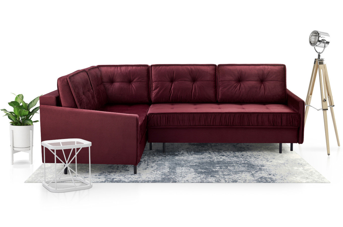 Nowoczesny narożnik ZANZIBAR L z funkcją spania i pojemnikiem na pościel