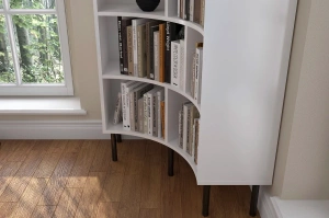 Nowoczesny narożny regał na książki Skandica HORN z czarnymi nogami / biały / szer. 80 cm