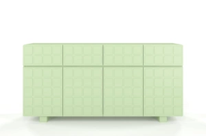 Nowoczesna komoda z frontami 3D Skandica CUBO LONG / kolor pudrowa zieleń / szer. 169 cm