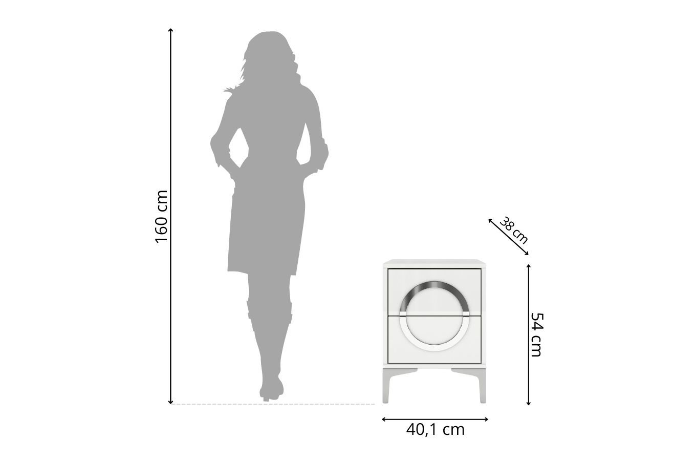 Biała nowoczesna szafka nocna Dancan EVA połysk / szer. 40 cm
