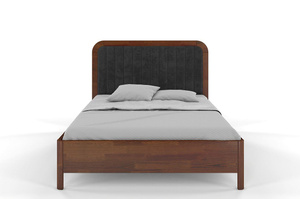 Tapicerowane łóżko drewniane sosnowe Visby MODENA BC z wysokim zagłówkiem / 180x200 cm, kolor orzech, zagłówek Casablanca 2315 (skrzynia na pościel)