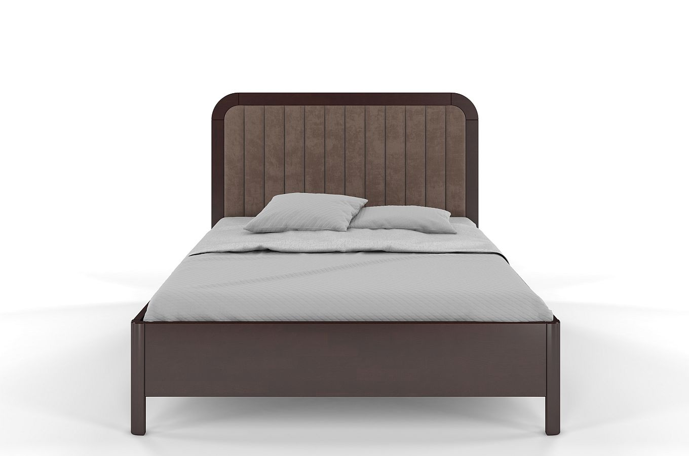 Tapicerowane łóżko drewniane bukowe Visby MODENA z wysokim zagłówkiem