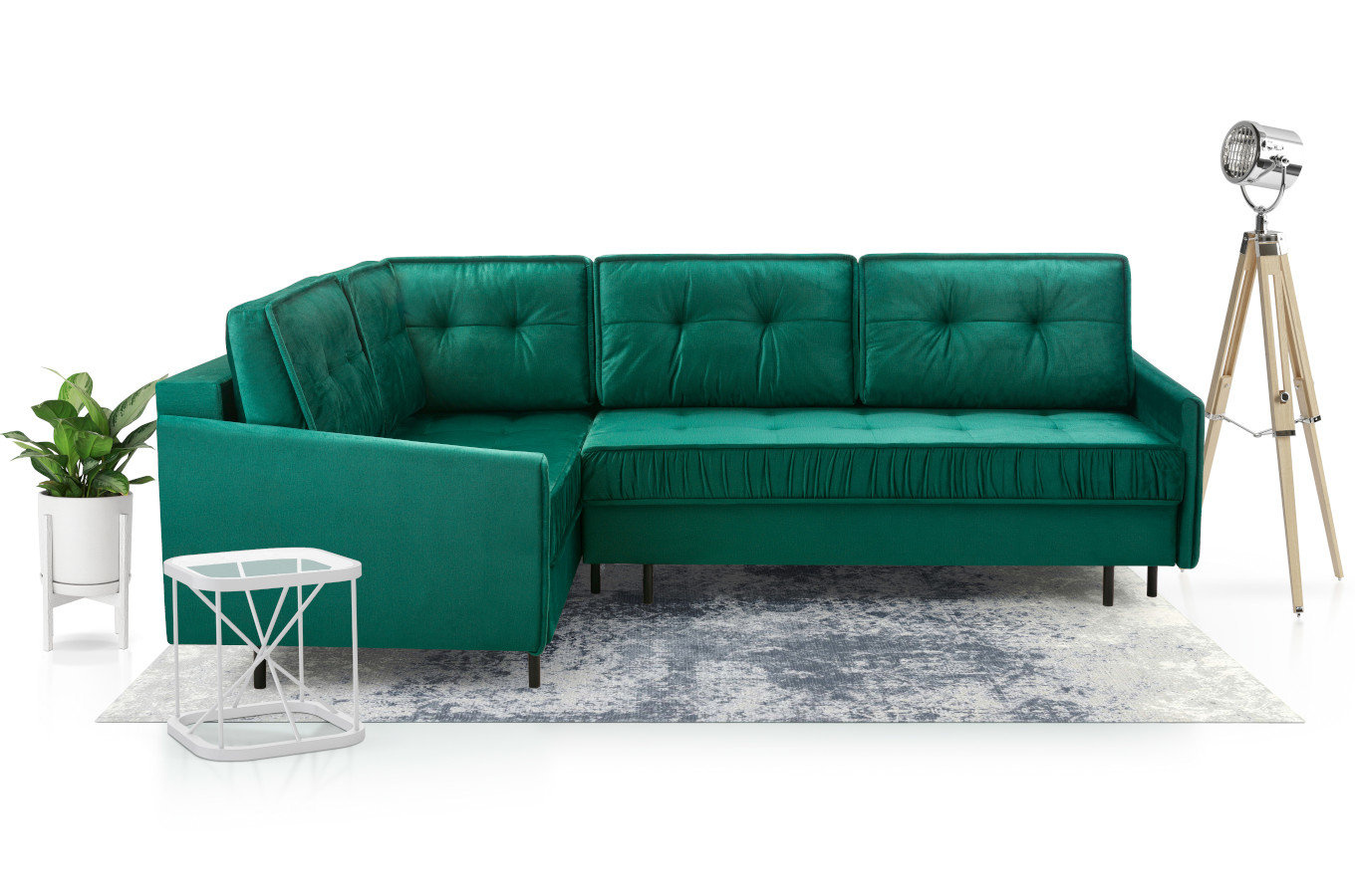 Nowoczesny narożnik ZANZIBAR L z funkcją spania i pojemnikiem na pościel