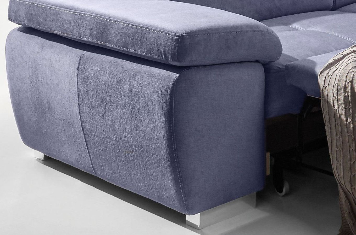 Nowoczesny narożnik GENUA z funkcją spania i pojemnikiem na pościel