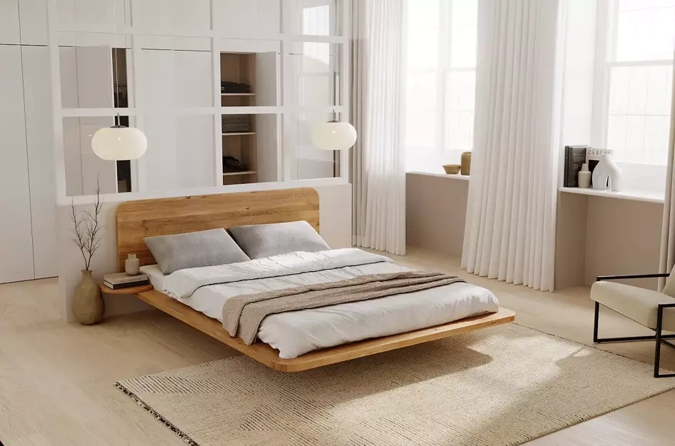 Łóżko lewitujące drewniane dębowe Skandica JAPANDIC