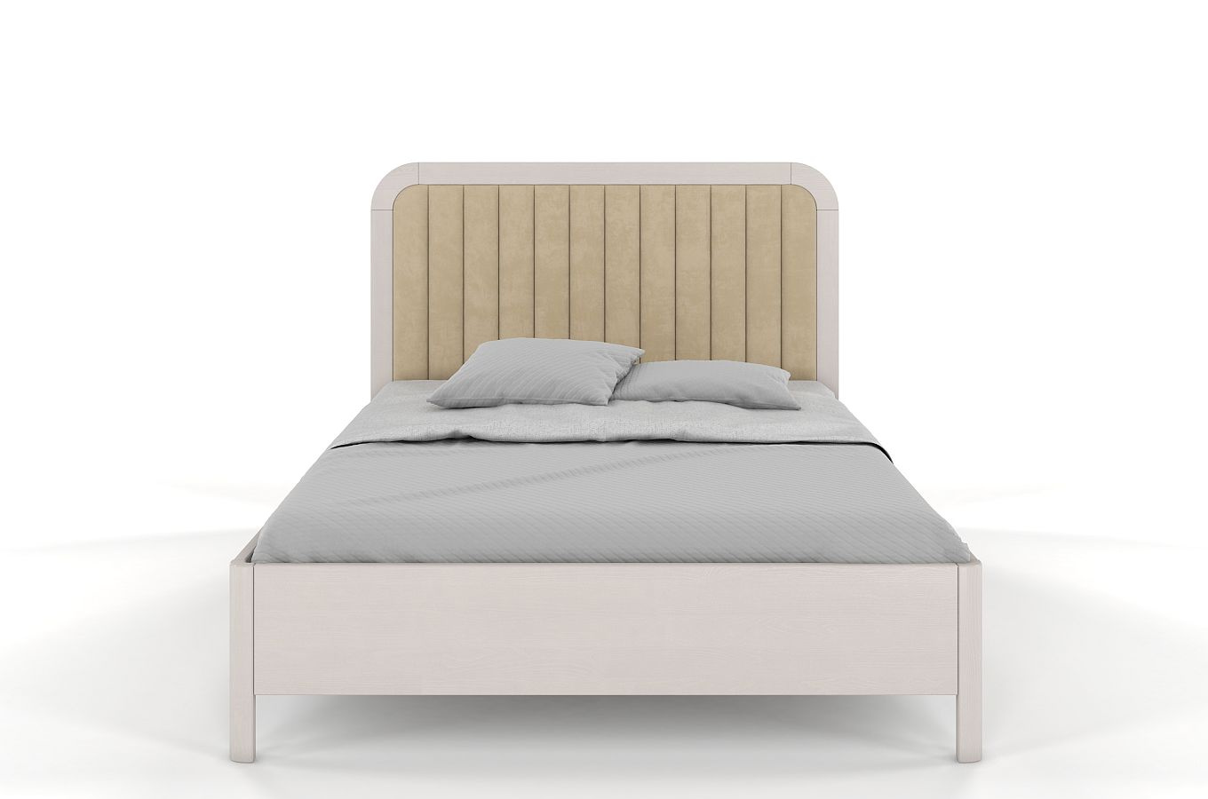 Tapicerowane łóżko drewniane sosnowe Visby MODENA z wysokim zagłówkiem