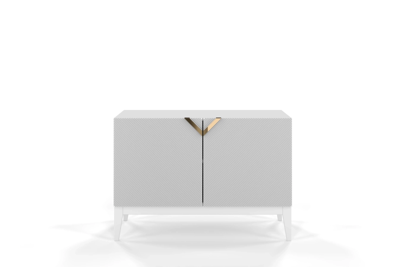 Drewniana komoda Visby DEMI LONG 2D / kolor biały + białe nogi / szer. 100,5 cm