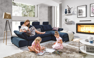 Nowoczesny narożnik VERONA z funkcją spania i pojemnikiem na pościel