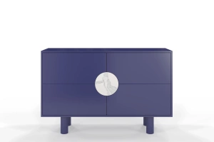 Nowoczesna komoda z marmurem Dancan ZOE 2D / kolor granat szlachetny / szer. 140 cm