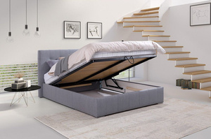 Klasyczne łóżko tapicerowane do sypialni ARIANNA z przeszyciami na zagłówku