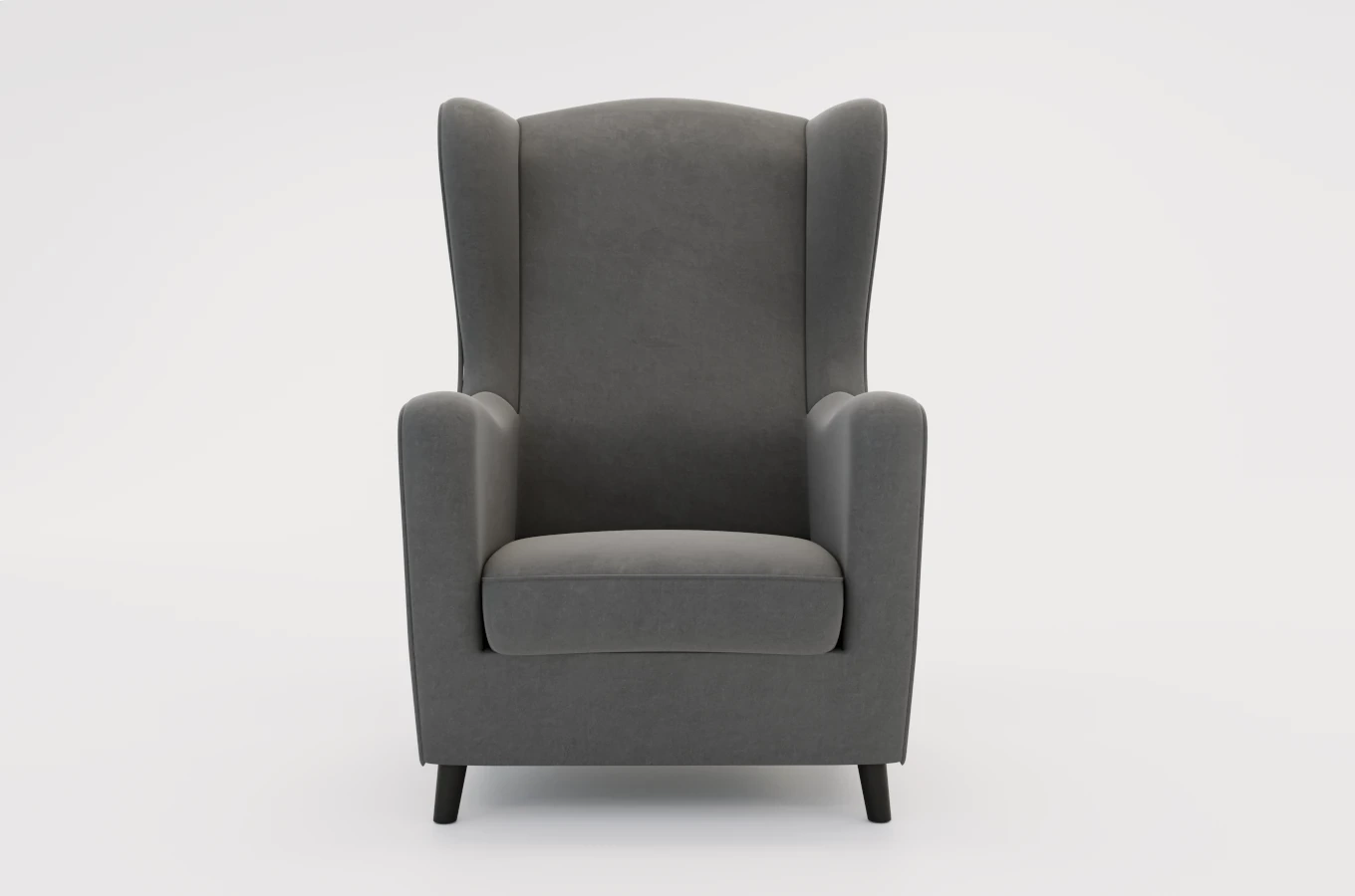 Szary fotel uszak Skandica AGNETA / nóżki czarne