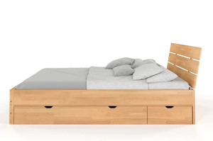 Łóżko drewniane bukowe Visby Sandemo High Drawers (z szufladami) / 90x200 cm, kolor palisander