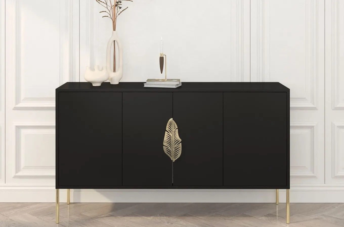 Złoty uchwyt LEAF Merlin w kształcie pióra / komplet