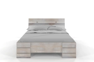 Łóżko drewniane dębowe Visby Sandemo High / 200x200 cm, olej bielony