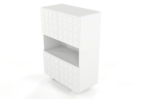 Nowoczesna komoda z frontami 3D Skandica CUBO HIGH / kolor biały / szer. 85 cm