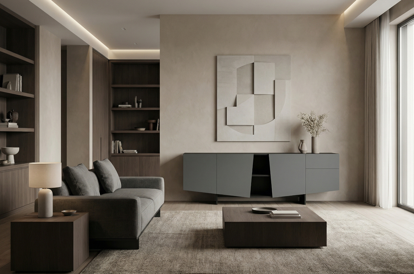 Nowoczesna szara komoda z szufladami Skandica WING / szer. 200 cm