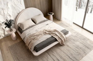 Łóżko lewitujące drewniane bukowe Visby MOMOKO / 160x200 cm, kolor biały