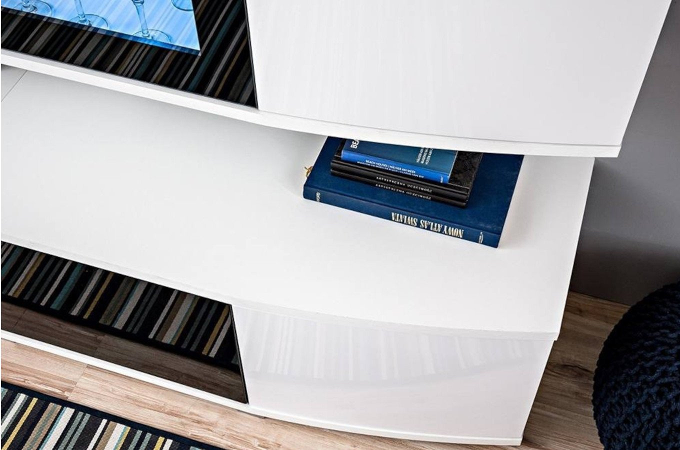 Nowoczesna meblościanka SONIC / biały + czarny / szer. 280 cm