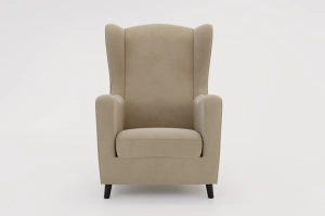 Beżowy fotel uszak Skandica AGNETA / nóżki czarne