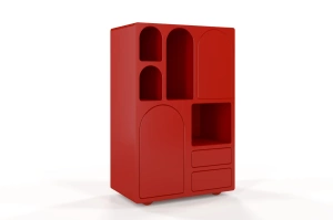 Drewniana komoda z łukami Visby OLIMPIA HIGH / kolor bordowy / szer. 80 cm