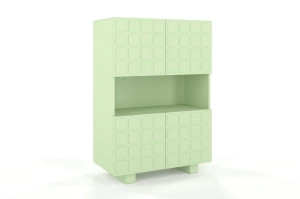 Nowoczesna komoda z frontami 3D Skandica CUBO HIGH / kolor pudrowa zieleń / szer. 85 cm