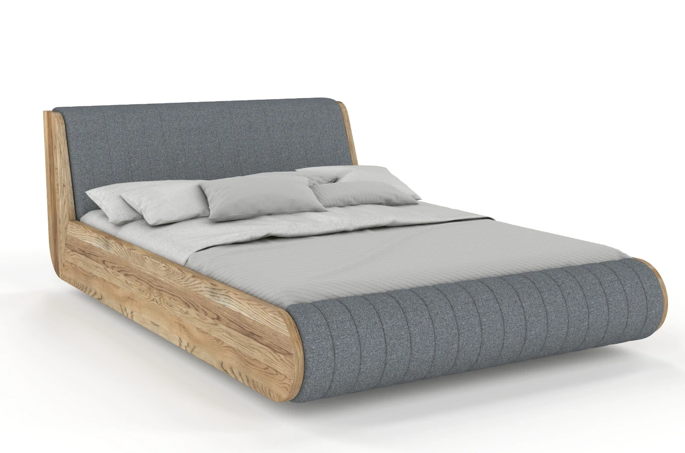Łóżko lewitujące drewniane dębowe Visby HARALD