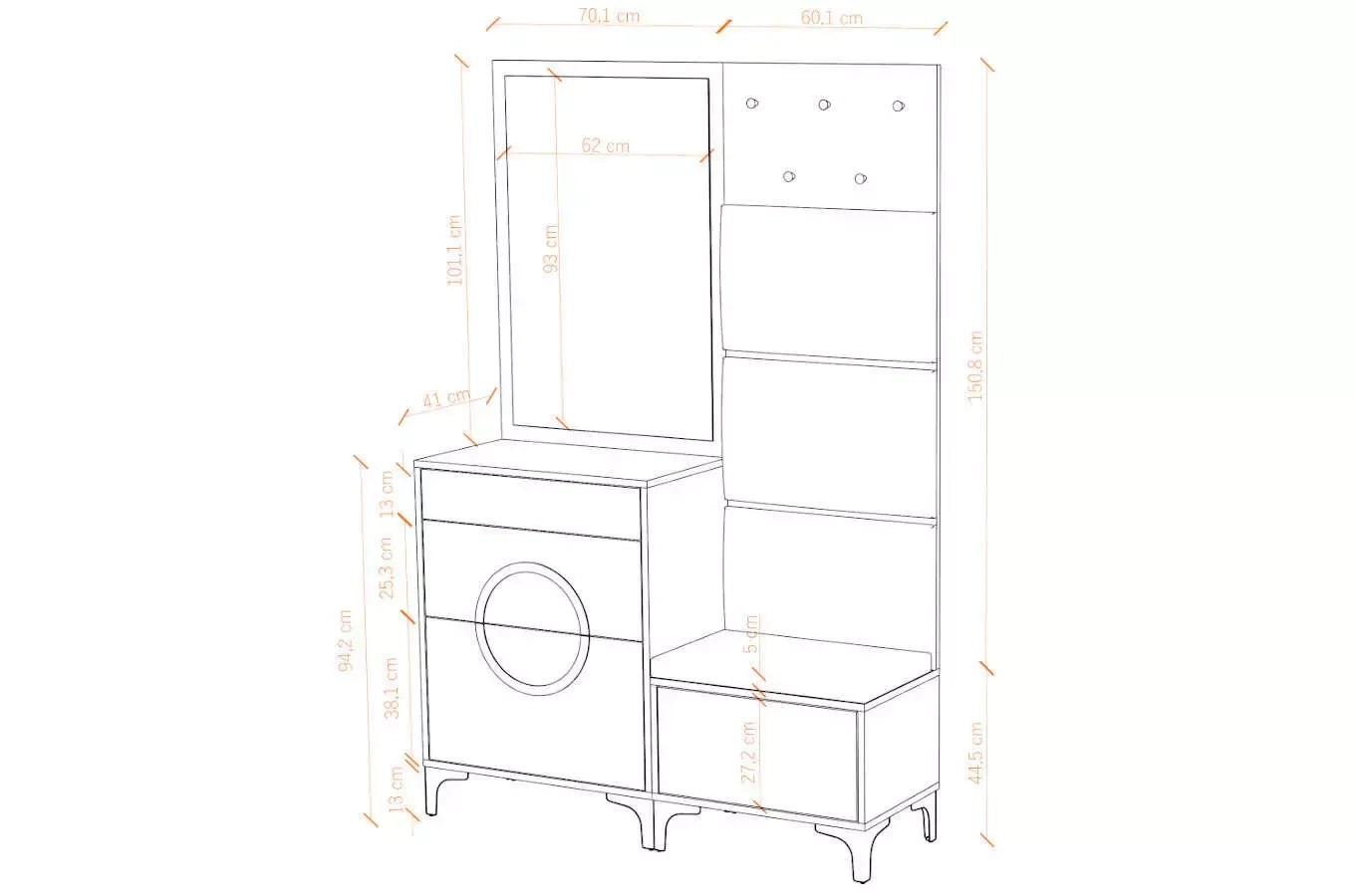 Elegancki, czarny zestaw mebli do przedpokoju Dancan EVELINE / wysoki połysk