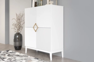 Drewniana komoda Visby DEMI HIGH / kolor biały + białe nogi / szer. 100 cm