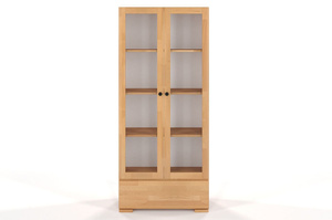 Drewniana bukowa witryna ze szklanymi drzwiami Visby SANDEMO 1S80 / szer. 80 cm