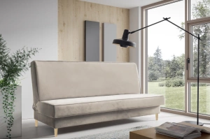 Nowoczesna sofa GOJA w skandynawskim stylu z funkcją spania i pojemnikiem na pościel