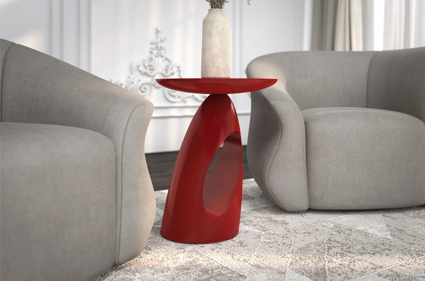 Stolik drewniany Kayani ISLAND różne kolory, wys. 40 cm / kolor bordowy