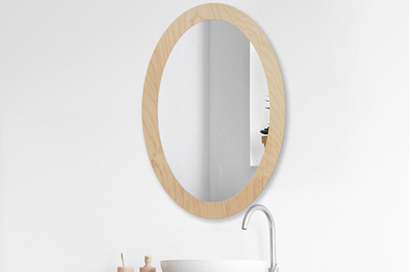 Owalne lustro OVAL BOLD Natural / rama w kolorze naturalnym