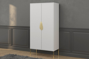 Wysoka biała komoda ze złotymi dodatkami Skandica MERLIN / szer. 80 cm