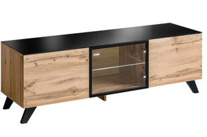 Zestaw nowoczesnych mebli do salonu THIN / dąb wotan + czarny / szer. 340 cm