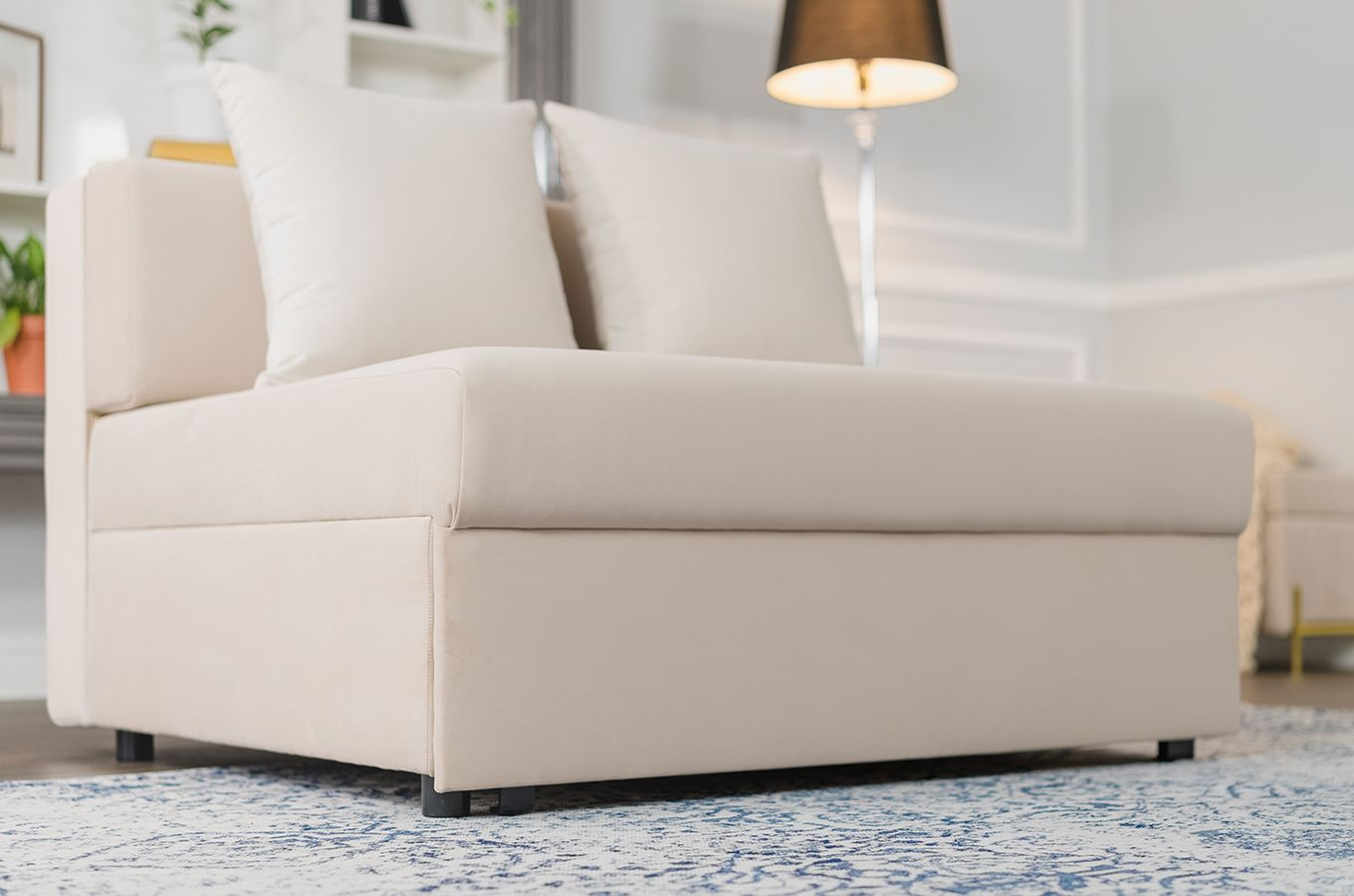 Nowoczesna rozkładana sofa Dancan OLGA z funkcją spania i pojemnikiem na pościel / 4 szerokości + 5 kolorów do wyboru!