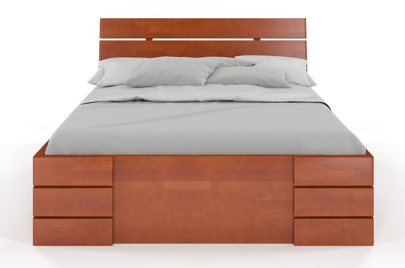 Łóżko drewniane bukowe Visby Sandemo High Drawers (z szufladami) / 90x200 cm, kolor palisander