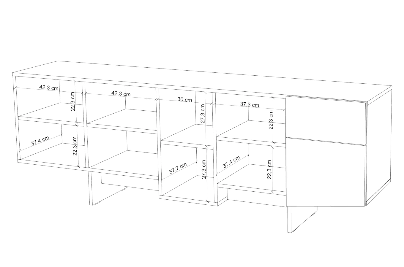 Nowoczesna szara komoda z szufladami Skandica WING / szer. 200 cm