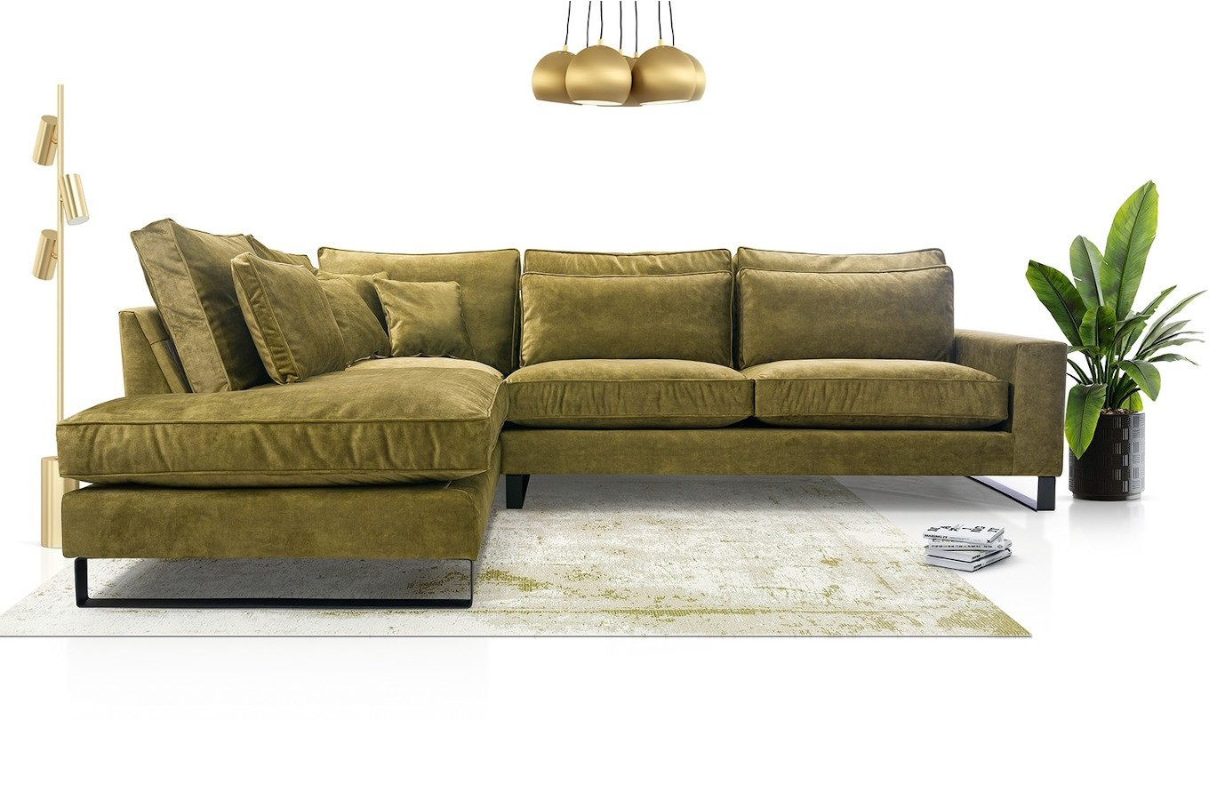 Nowoczesny narożnik LAURENTIA L z metalowymi nogami