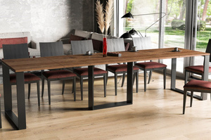 Nowoczesny rozkładany stół BORYS na metalowych nogach 130-290 x 80 cm (dąb stirling)