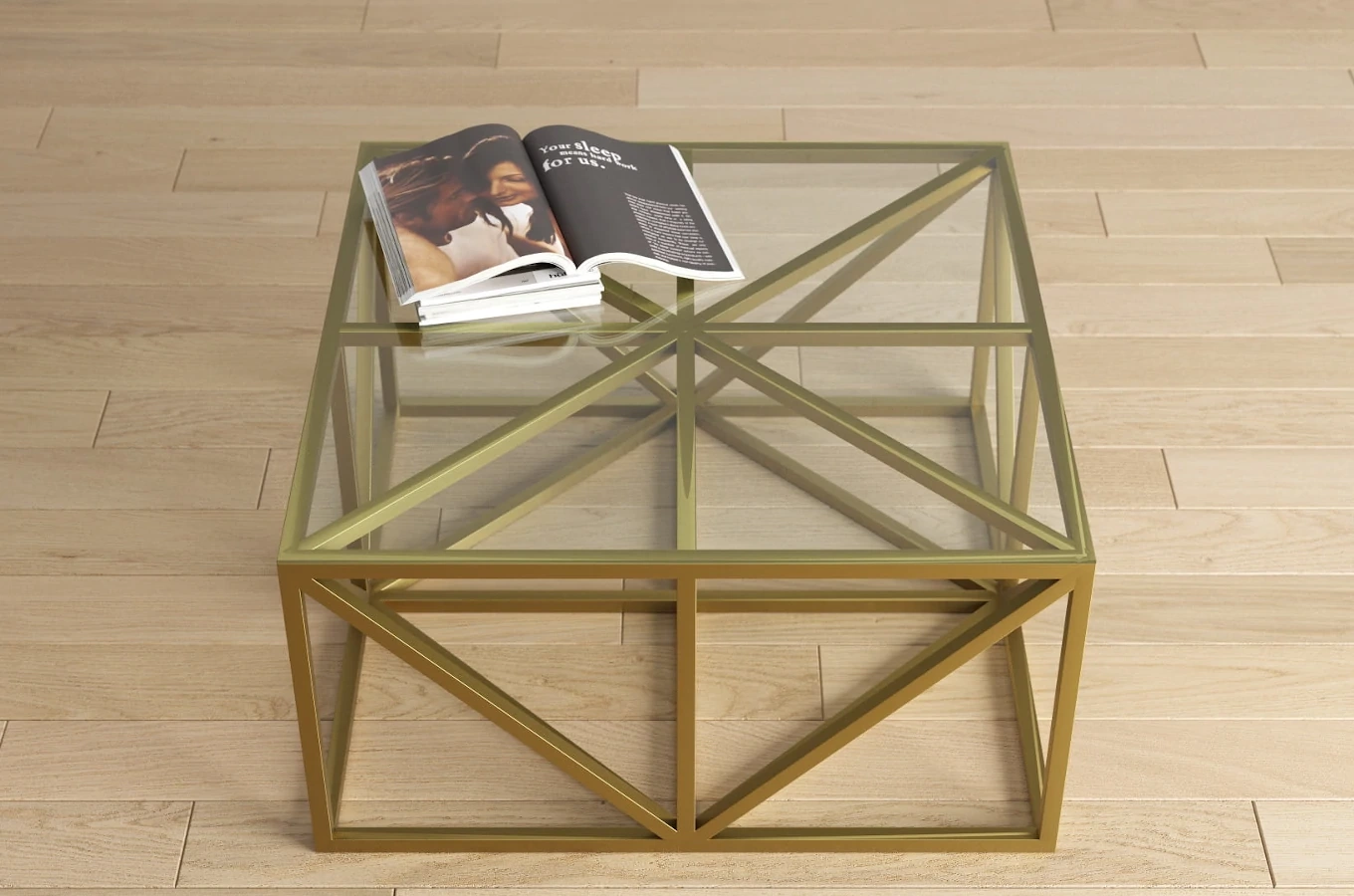 Nowoczesny metalowy stolik ARCHITEKT ze szklanym blatem / 2 kolory do wyboru!