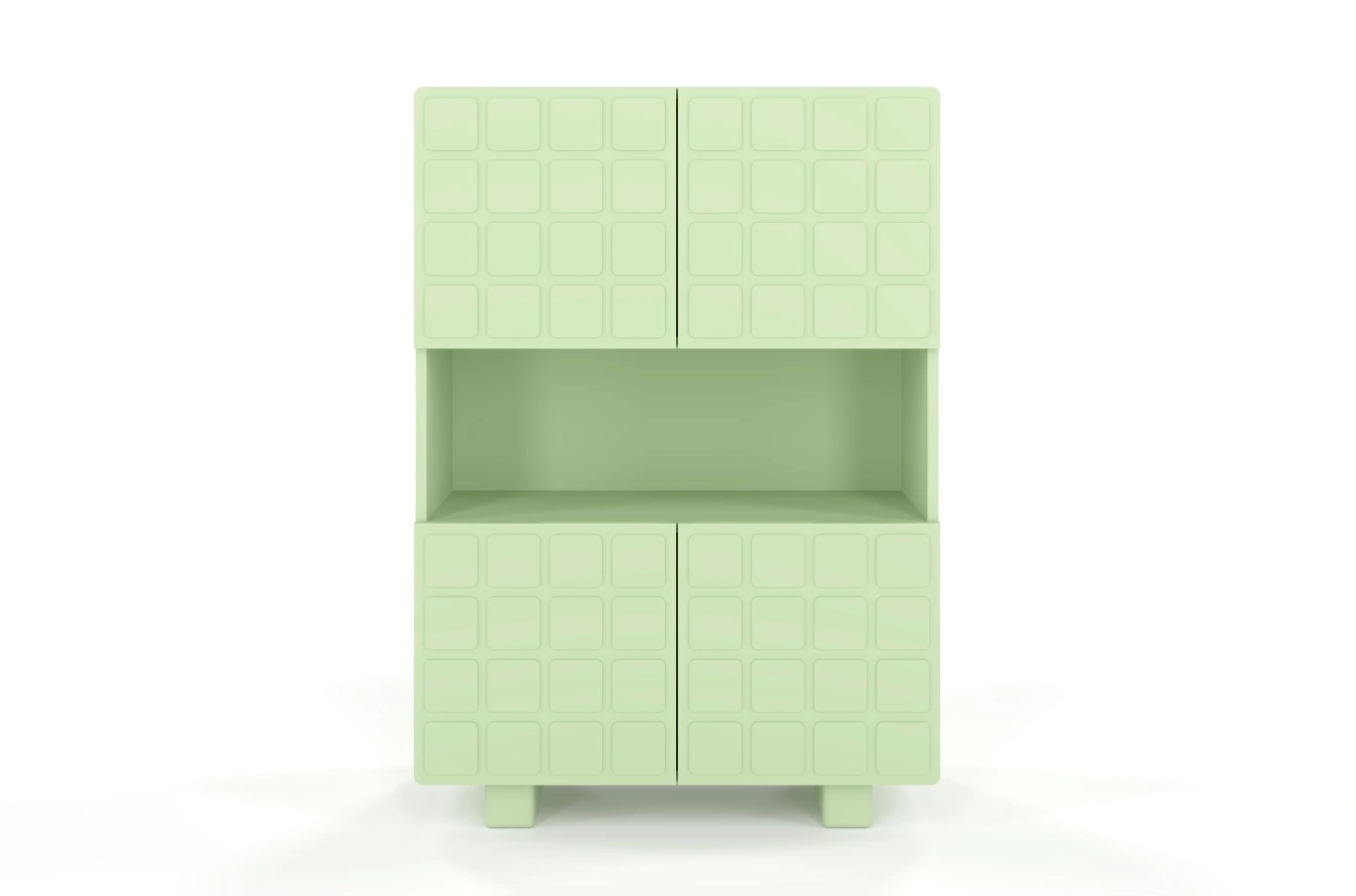 Nowoczesna komoda z frontami 3D Skandica CUBO HIGH / kolor pudrowa zieleń / szer. 85 cm
